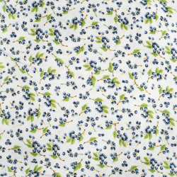 Muślin double gauze drukowany borówki na gałązkach