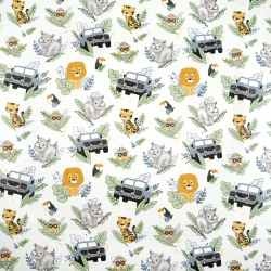 Bawełna 100% zwierzęta afrykańskie safari na białym tle