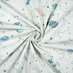 100% Baumwolle Kosmos Türkis-Pfirsich