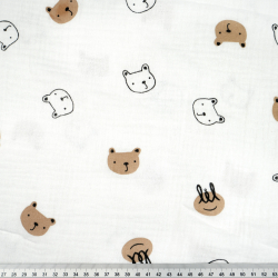 Doppel-Gaze mit gedruckten Bärenkopf-Konturen