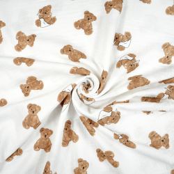 Musselin Double Gauze mit Bären in Windeln