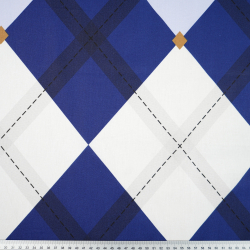 100% Baumwolle große Rauten in Saphirblau