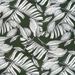 Wasserabweisender Codura-Stoff - Weiße Blätter auf grünem Hintergrund