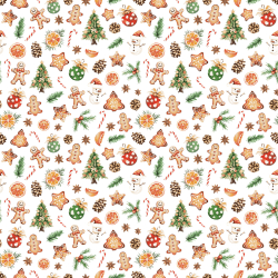 100% Baumwolle Weihnachtsplätzchen, Tannenbäume und Christbaumkugeln