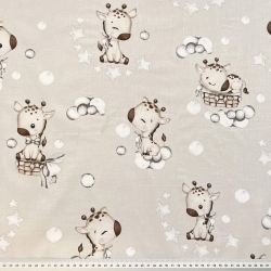 Baumwolle 100% Baby-Giraffen beige auf beigem Hintergrund  