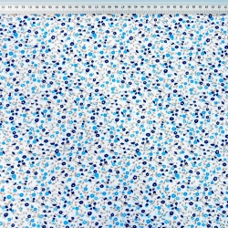 Baumwolle 100% Wiese blau-dunkelblau auf weißem Hintergrund  