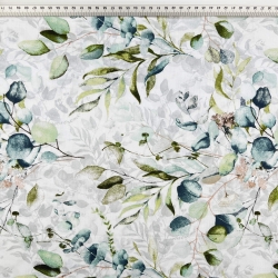 100% Baumwolle mit mint-türkisen Eukalyptusblättern  