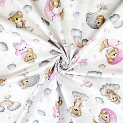 Baumwolle 100% schlafende Koalabären auf Wolken und Monden  