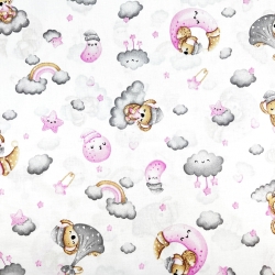 Baumwolle 100% schlafende Koalabären auf Wolken und Monden  