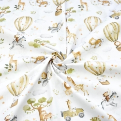 Baumwolle 100% afrikanische Tiere oliv-beige in Luftballons  