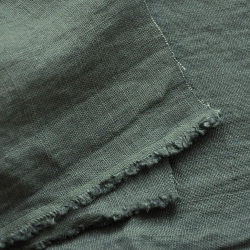 Leinen Vorhang - 350g - 137cm - dunkles olivgrün  