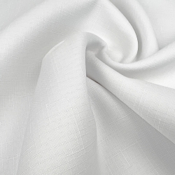 Tischdeckenstoff fleckenabweisend weiß - Leinenmuster  