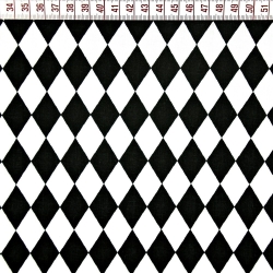 Baumwolle 100% Rauten schwarz auf weißem Hintergrund  