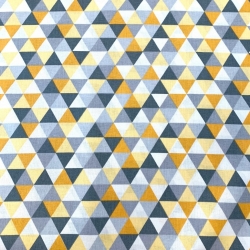 Baumwolle 100% kleine bunte Dreiecke grau-dunkelgelb  