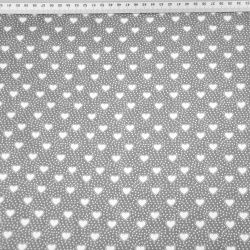 Baumwolle 100% Herzchen mit Punkten auf grauem Hintergrund  