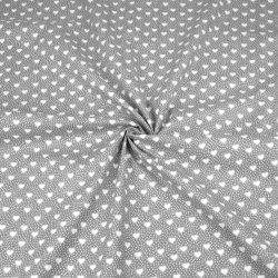 Baumwolle 100% Herzchen mit Punkten auf grauem Hintergrund  