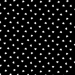 Baumwolle 100% Herzen 8mm weiß auf schwarzem Hintergrund  
