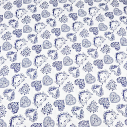 Baumwolle 100% MINI Herzen gemustert dunkelblau auf weißem Hintergrund  