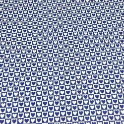 Baumwolle 100% Herzen MINI in weiß-navy Quadraten  