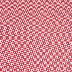 Baumwolle 100% MINI Herzen in quadratischen Mustern rot-weiß