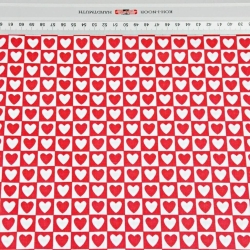 Baumwolle 100% MINI Herzen in quadratischen Mustern rot-weiß