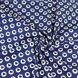 Baumwolle 100% MINI Herzen in Kreisen weiß auf dunkelblauem Hintergrund  