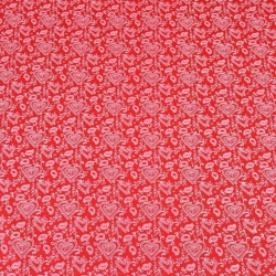 Baumwolle 100% Herzen MINI türkisch in weiß-roten  