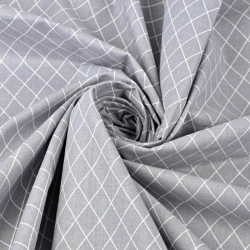 Baumwolle 100% weiße Rauten auf grauem Hintergrund