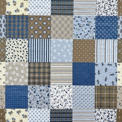 Baumwolle 100% Patchwork Blumen blau-beige  