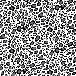 Baumwolle 100% Leopardenmuster grau-schwarz auf weißem Hintergrund  