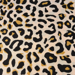 Baumwolle 100% Leopardenmuster braun-schwarz auf aprikosenfarbenem Hintergrund  