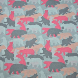Baumwolle 100% grau-melonenfarbene Bären