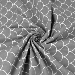 Baumwolle 100% weiße Schuppen auf dunkelgrauem Hintergrund  