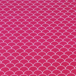 Baumwolle 100% Schuppen weiß auf amaranthfarbenem Hintergrund  