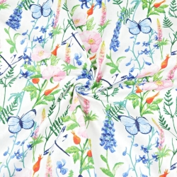 Baumwolle 100% Wiese mit Lupinen auf weißem Hintergrund  