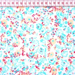 Baumwolle 100% mintgrüner Wiesenblumen auf weißem Hintergrund  