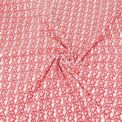 100% Baumwolle Wiese MIDI weiß auf rotem Hintergrund  