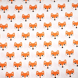 Baumwolle 100% Orange Füchse auf weißem Hintergrund  