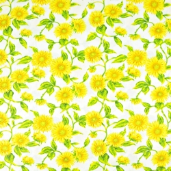 Baumwolle 100% Blumen Sonnenblumen auf weißem Hintergrund  