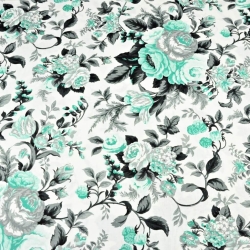 Baumwolle 100% Blumen Rosen in mintgrau  