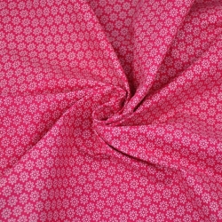 Baumwolle 100% Blümchen weiß auf amaranthfarbenem Hintergrund  