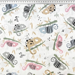 Baumwolle 100% Chamäleons rosa-blau-beige  