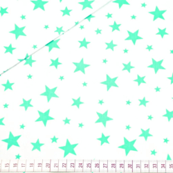 Baumwolle 100% kleine und große neue Sternchen mint auf weißem Hintergrund  