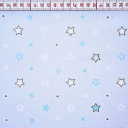 Baumwolle 100% Sterne weiß-blau auf grauem Hintergrund  