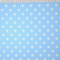 Baumwolle 100% Punkte 11mm weiß auf blauem Hintergrund  