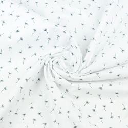 Baumwolle 100% - MINI Pusteblumen in graphit auf weißem Hintergrund  