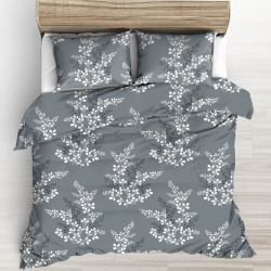 Baumwolle 100% schwarz-weiße Zweige auf dunkelgrauem Hintergrund - 220cm  