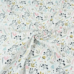 Baumwolle Tetra Pastellsträucher mit Eberesche auf weißem Hintergrund  