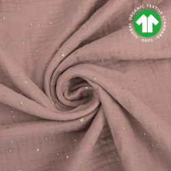 Baumwoll-Musselin double gauze pastellrosa (Sephia rose) mit Punkten  