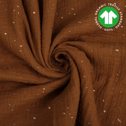 Baumwoll-Musselin double gauze Kürbis (Pumpkin Spice) mit Punkten  